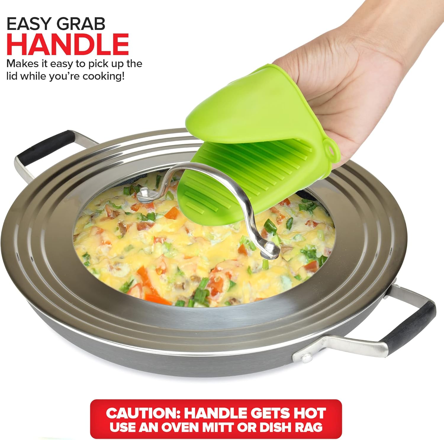 Universal Lid with Tempered Glass Top for Cookware 825-12 Fit