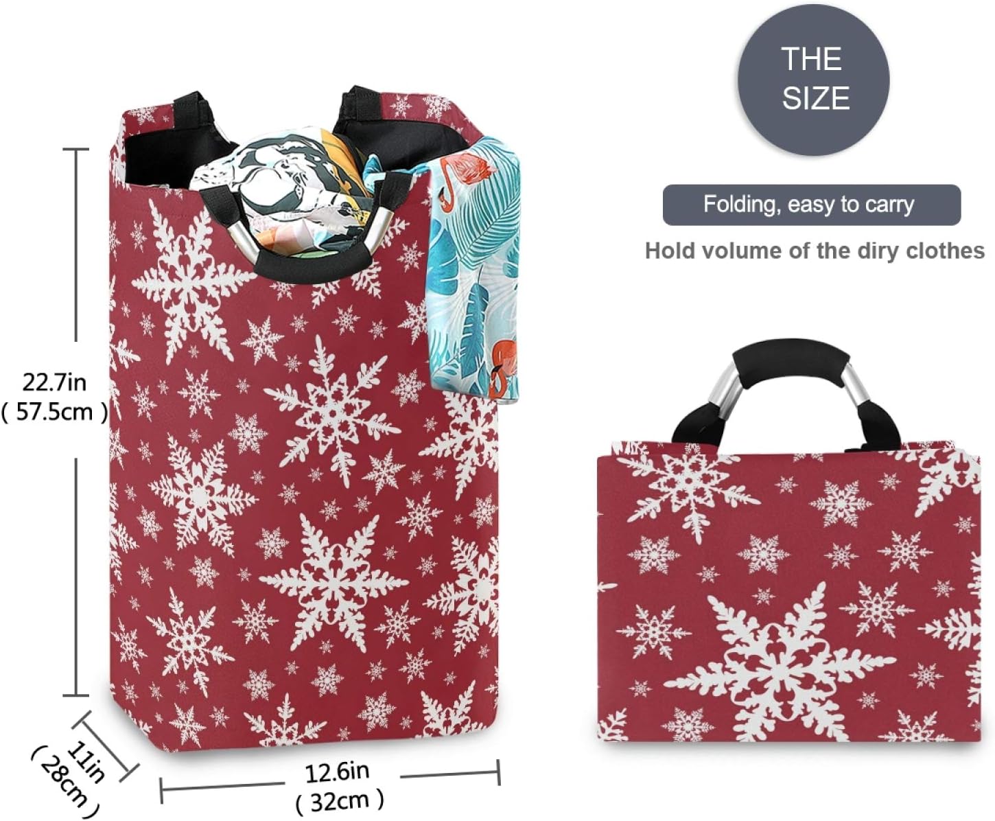 Susiyo Christmas Snowflakes Collapsible Laundry Basket for Kids
