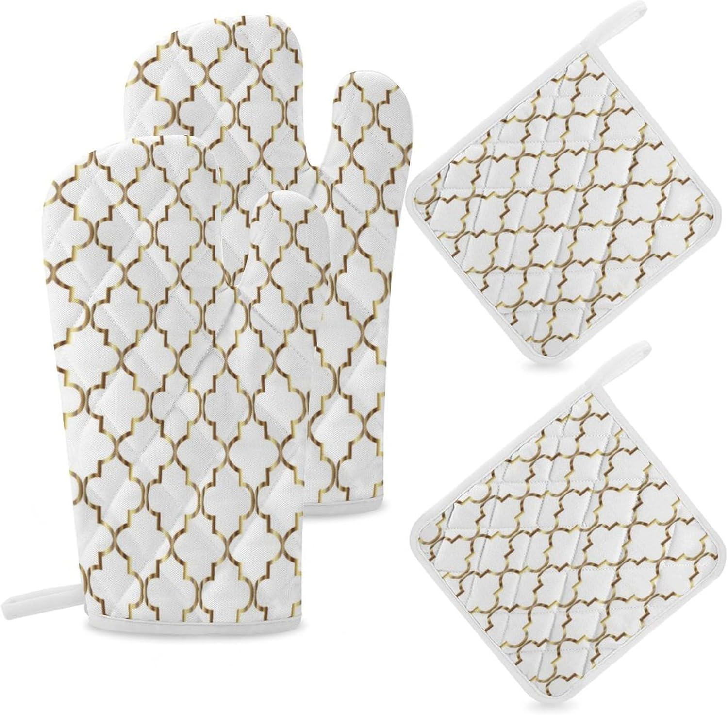 Curdesi Oven Mitts Set Heat-Resistant for Baking BBQ