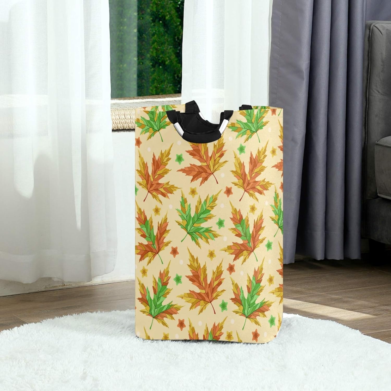 Warm foldable Autumn Leaves Laundry Basket for Home Kitchen Storage