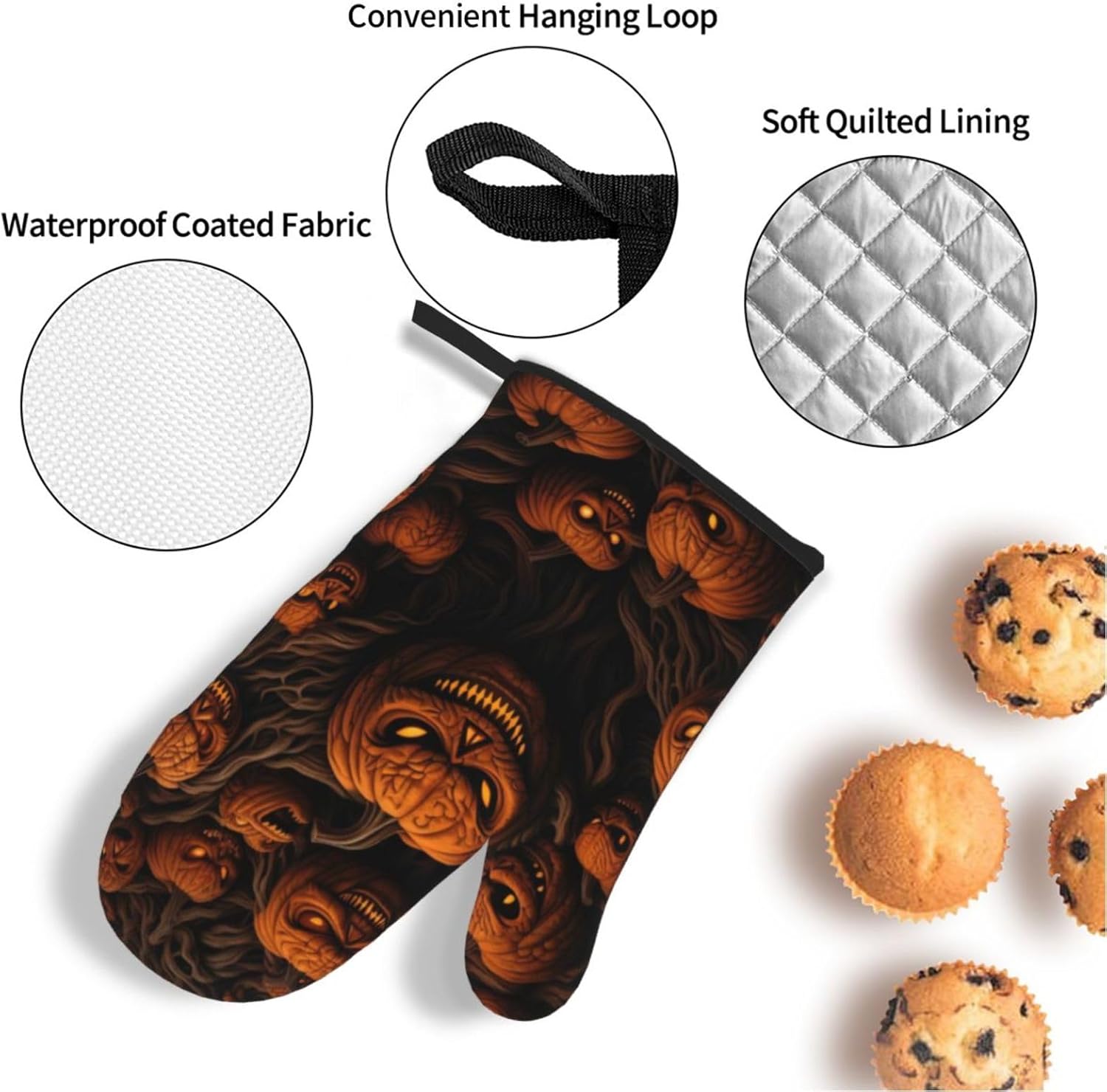Pumpkin Oven Mitts Pot Holders Set of 4 Heat-Resistant Cooking Tools