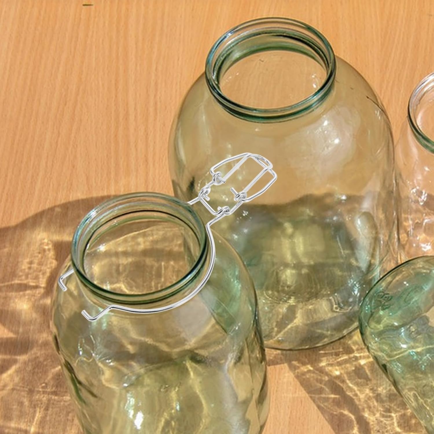 Wide Mouth Glass Jar Sealed Buckle Wire Clamp Silver
