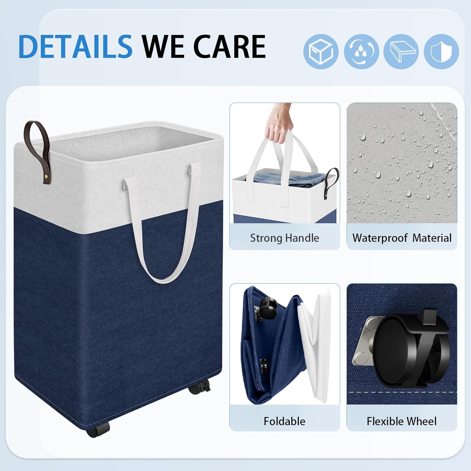 HomeHacks 75L Rolling Laundry Basket with Wheels