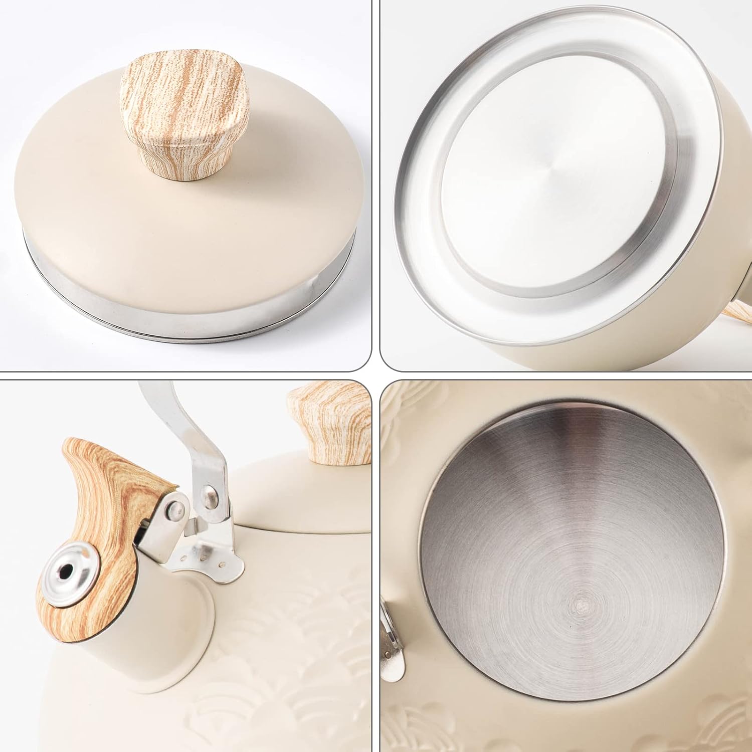 Whistling Stainless Steel Tea Kettle with Wood Handle