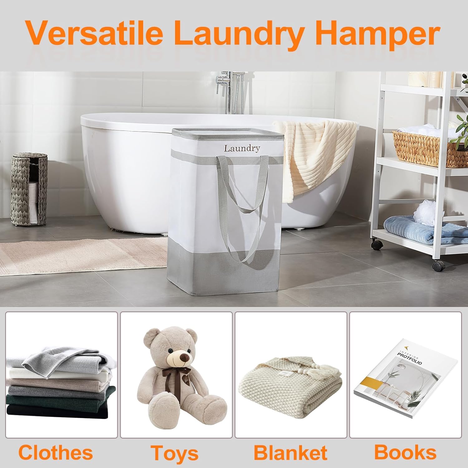 Two-Piece Collapsible Laundry Hamper for Bathroom Storage