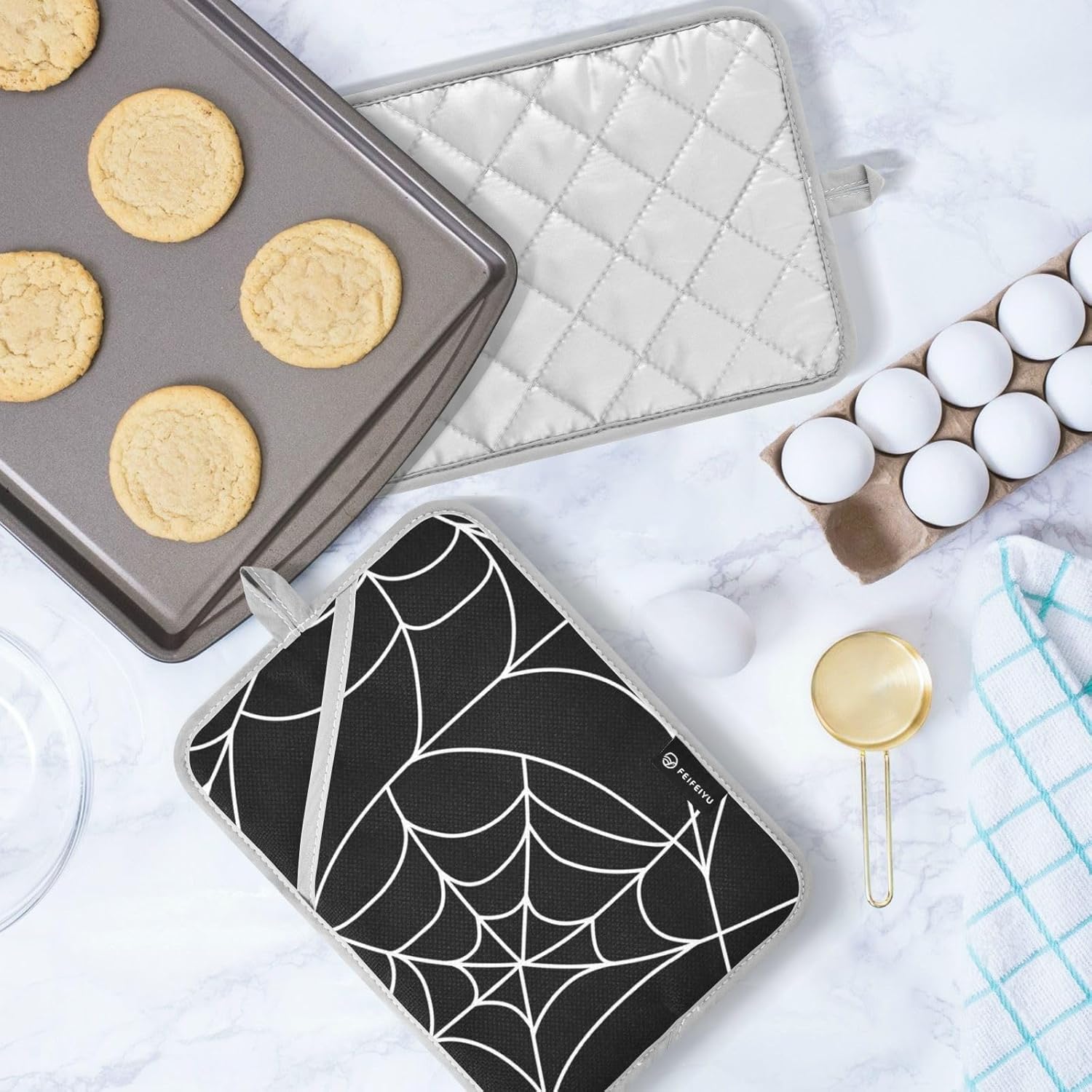 Halloween Spider Web Pot Holder SetOURVII