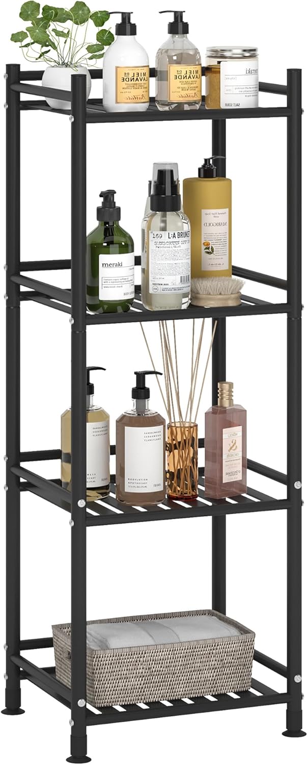 4 Tier Metal Bathroom Shelf Sturdy Storage Unit