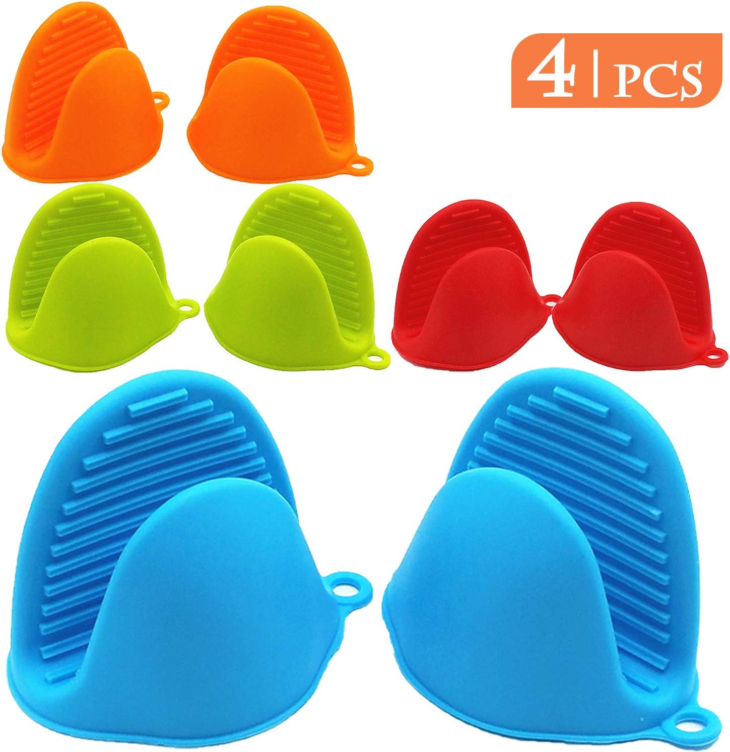 NEPAK 4 Pairs Silicone Oven Mitts - Heat-Resistant Potholders for Kitchen Use