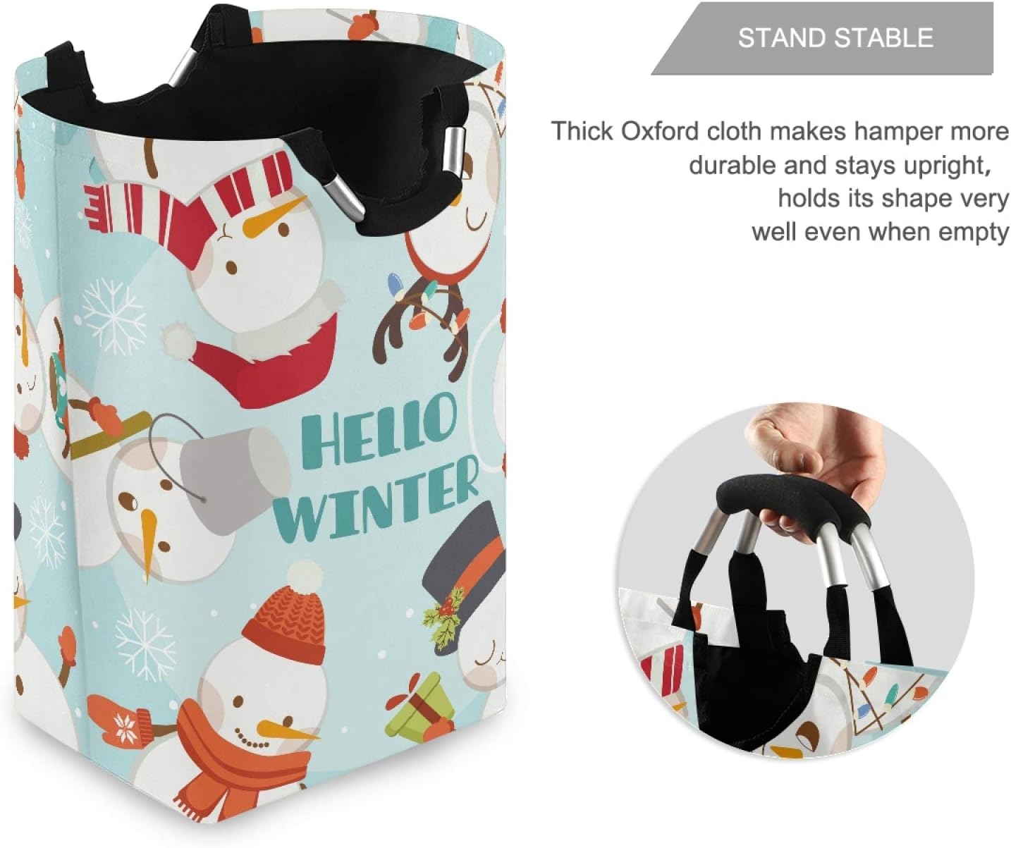 Hello Winter Cute Snowman Foldable Laundry Basket
