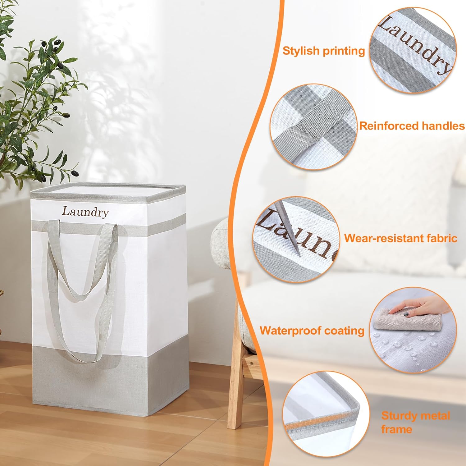 Two-Piece Collapsible Laundry Hamper for Bathroom Storage