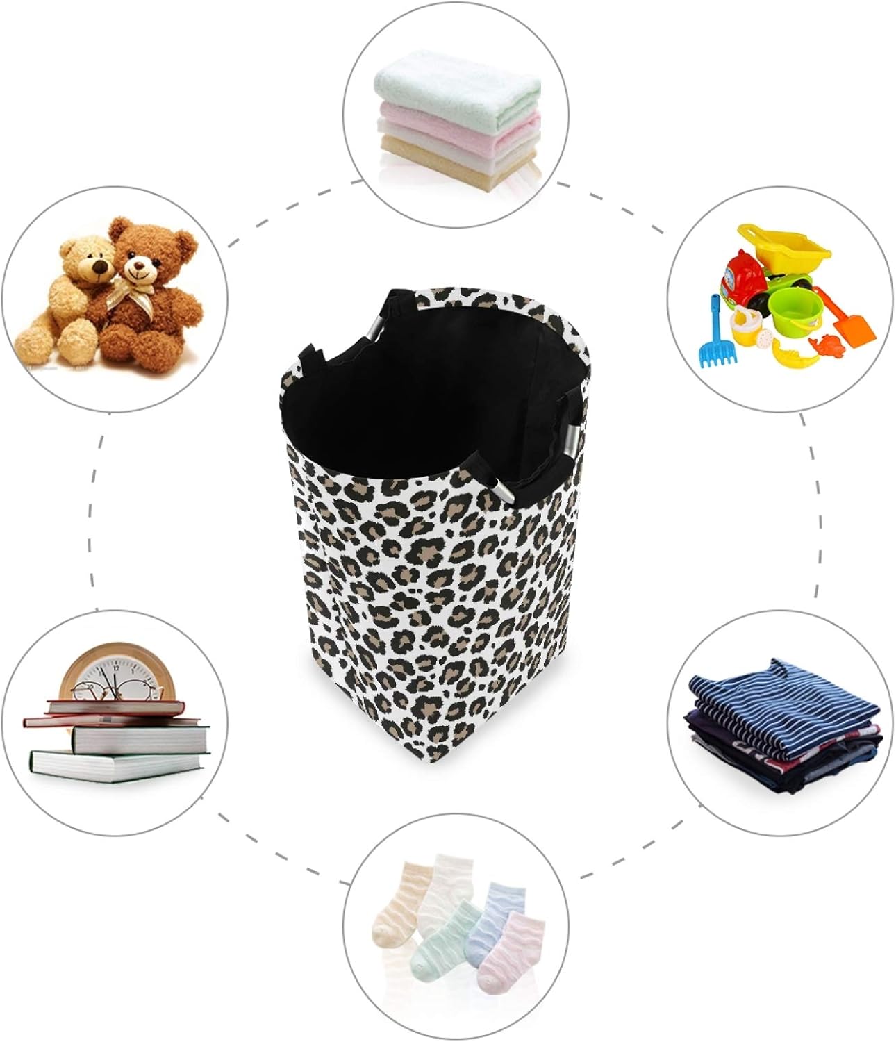 ALAZA Style Gray Leopard Collapsible Laundry Hamper Basket