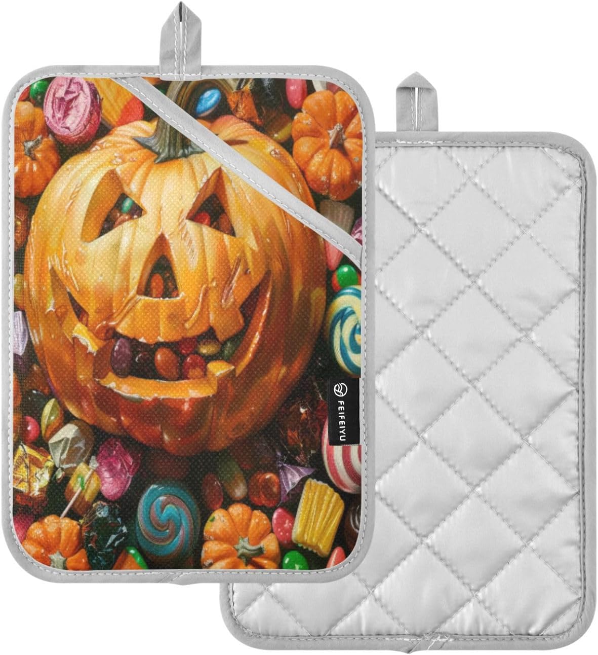 Halloween pumpkin pot holders 2-piece set
