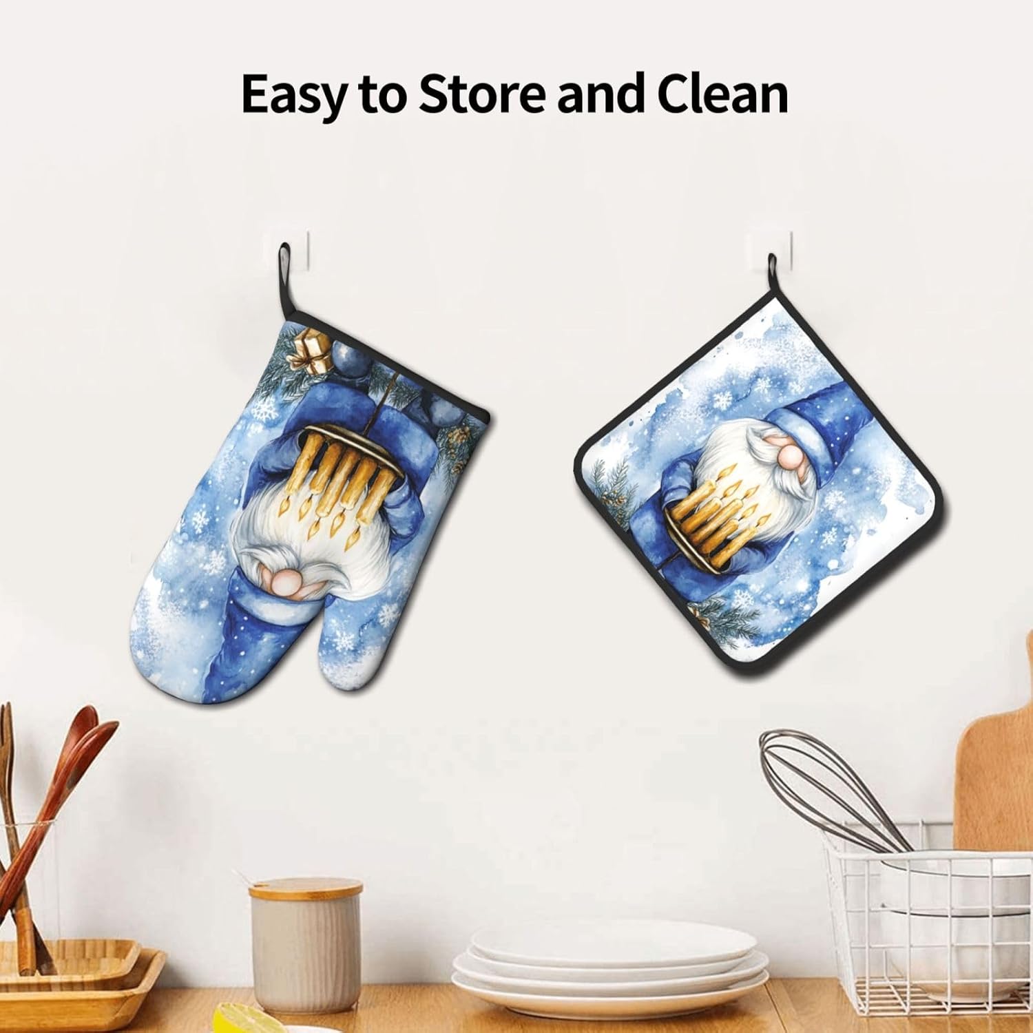 Hanukkah Gnome Oven Mitts Pot Holders