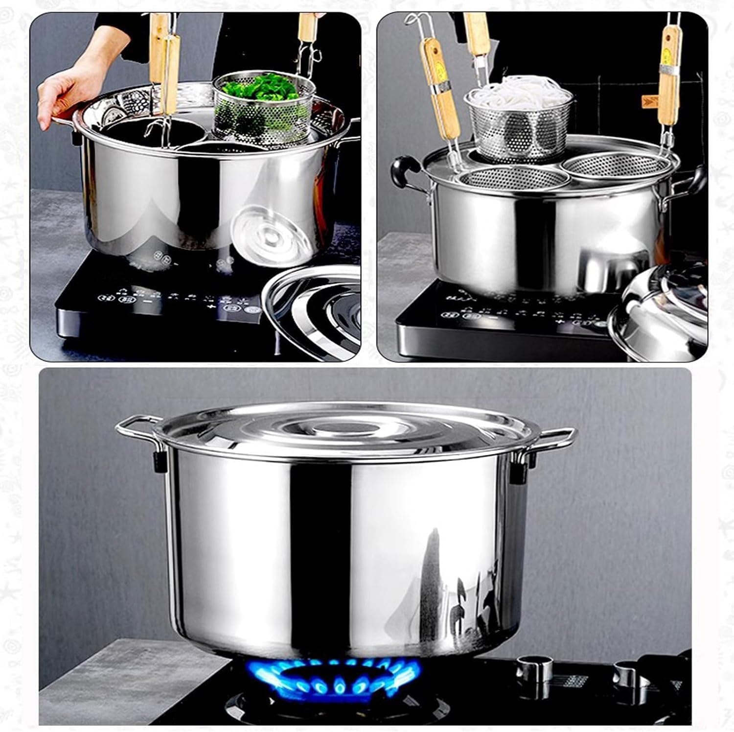 UNbit 234-Piece Stainless Steel Pasta Pot Set with Colander and Lid