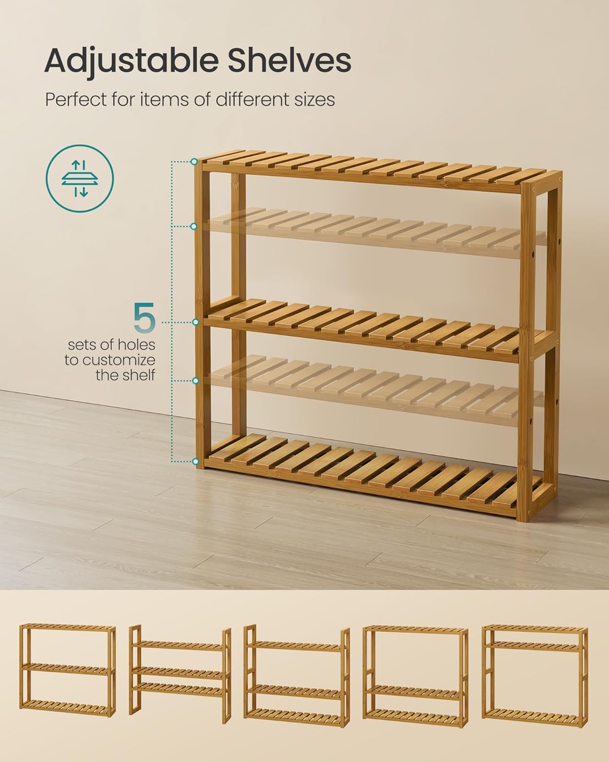 Sturdy Bamboo Storage Shelf for Home