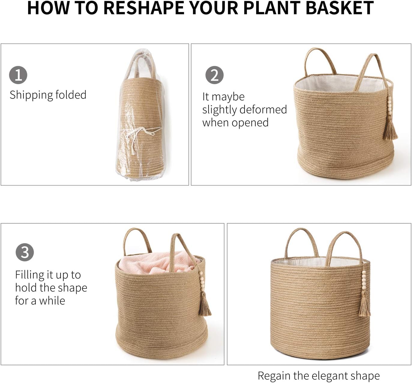 Mkono Macrame Wicker Storage Basket for Decor