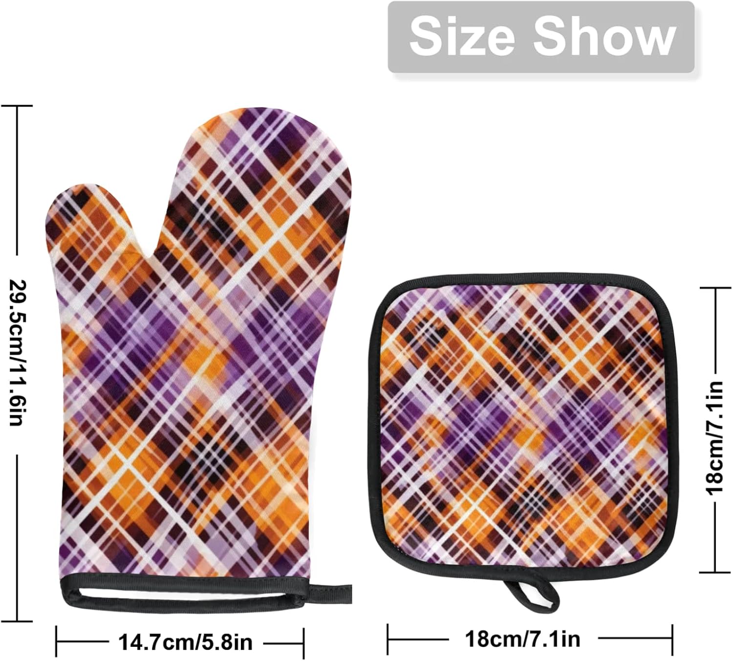 Halloween Lattice Halloween Oven Mitts Set of 2 Heat Resistant Kitchen Gloves