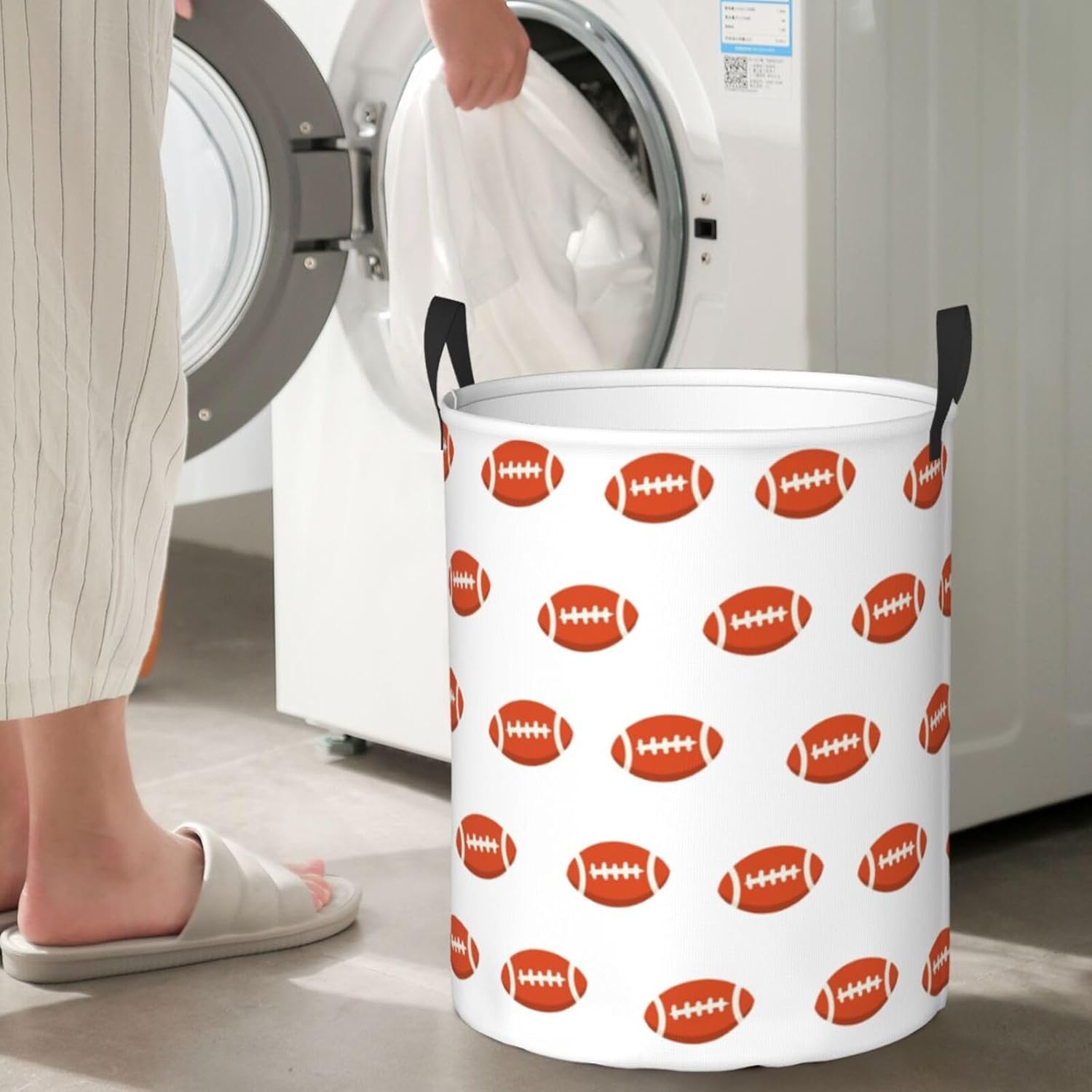 Football Laundry Hamper Collapsible with Handles