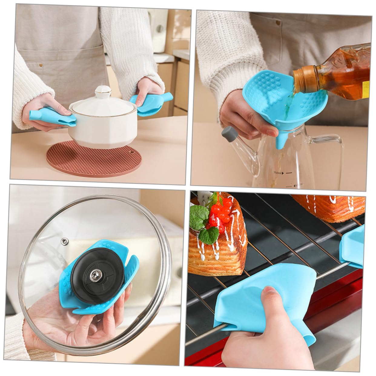 Adjustable Silicone Kitchen Gadget Heat Resistant Pot Opener Holder
