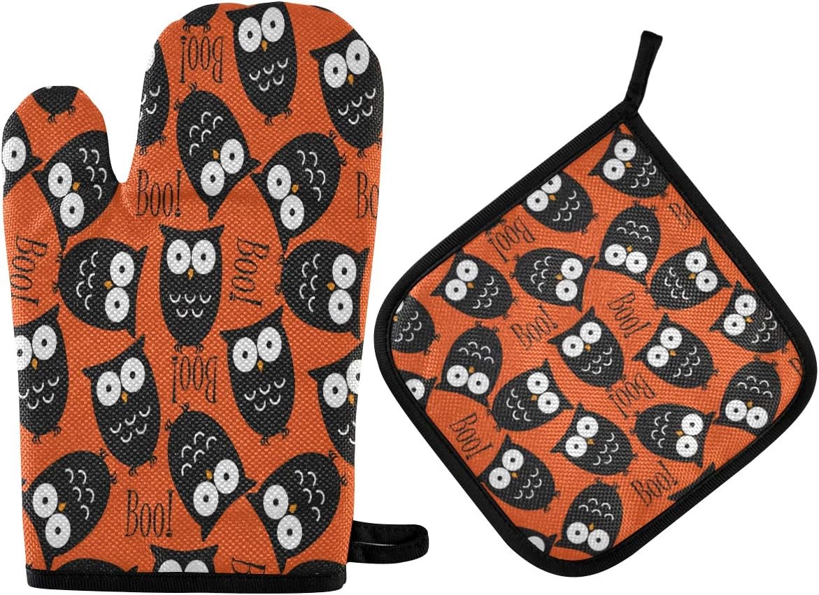 Oven Mitts Pot Holders Set Spooky Halloween trick or treat gift