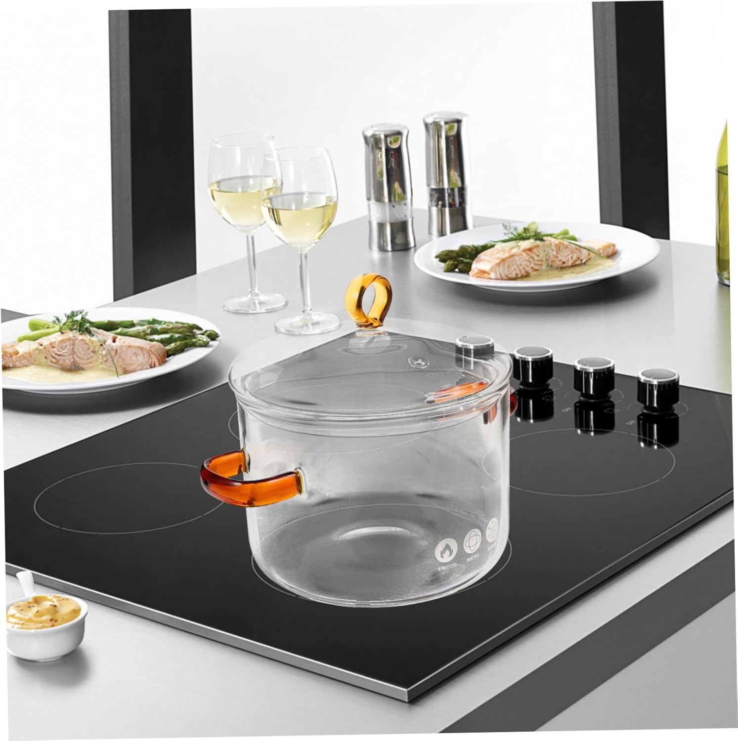 Happyyami Glass Stewing Pot with Lid