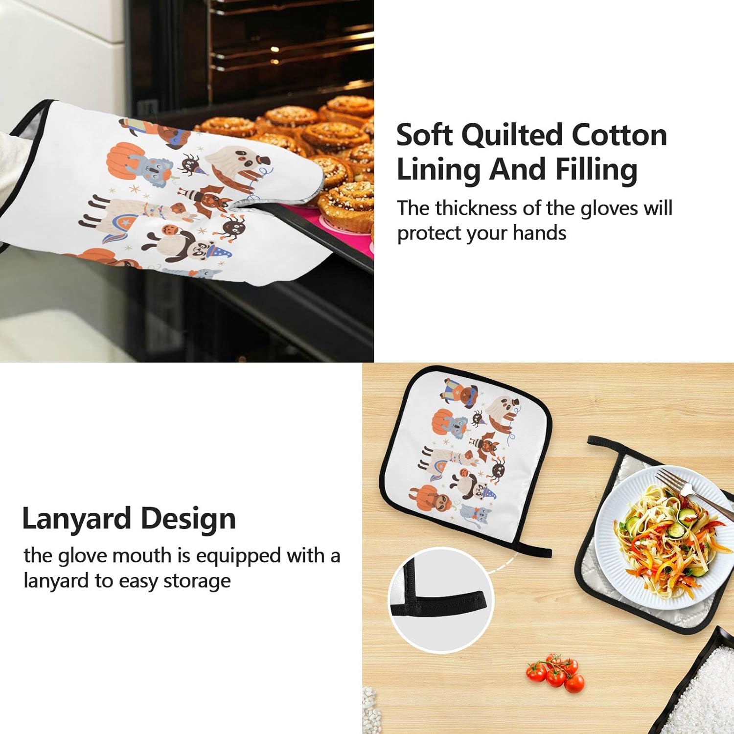 HEalloween Cute Animal Kitchen Linen Set