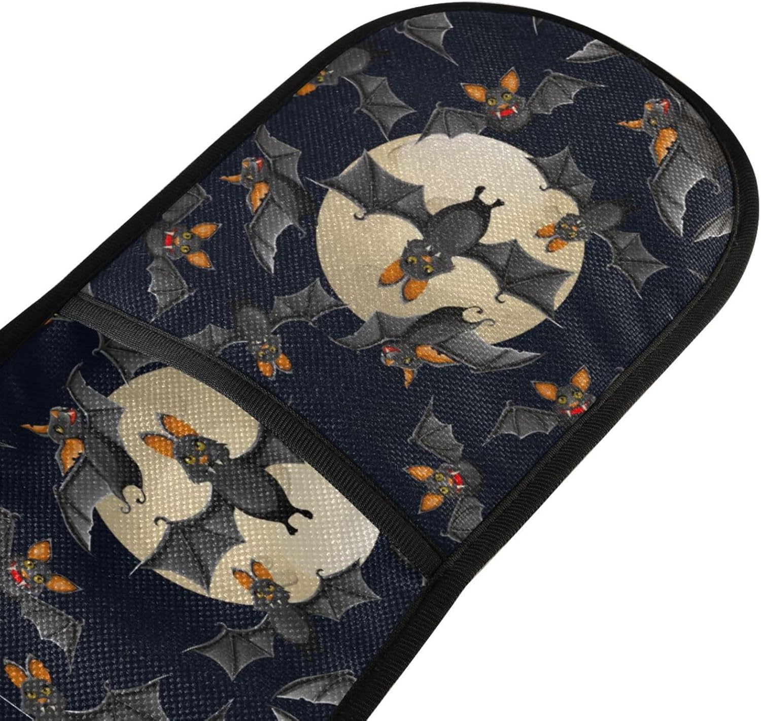 Halloween Transitional Double Oven Mitts with flying bats and full moon