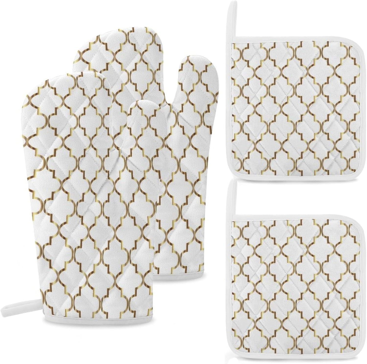 Curdesi Oven Mitts Set Heat-Resistant for Baking BBQ