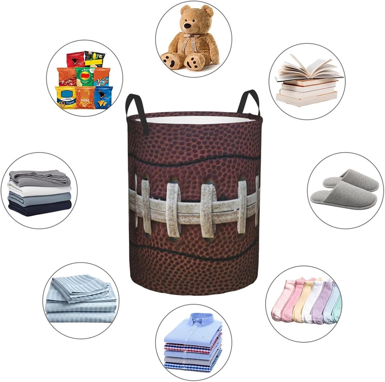 American football-themed waterproof foldable laundry basket for kids and adults