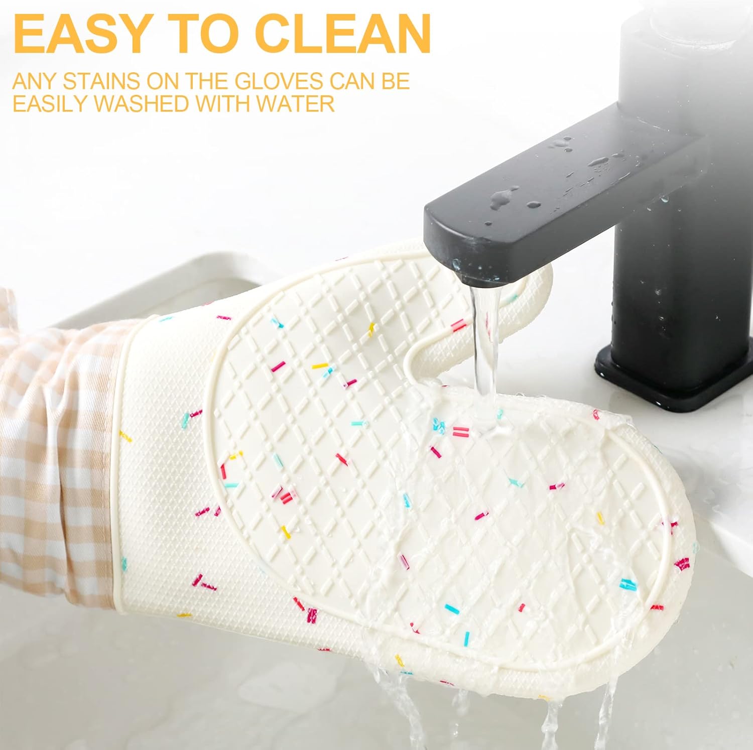 Set of 2 Silicone Oven Mitts Heat Resistant 500F