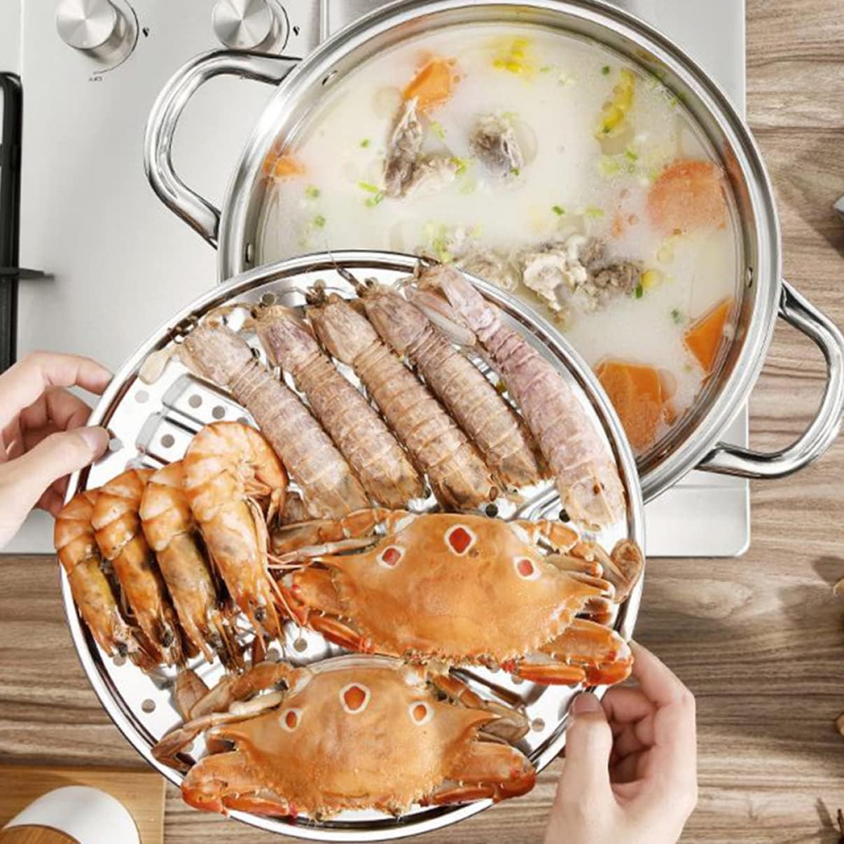 Mikinona 1pc Stainless Steel Steamer Stock Pot