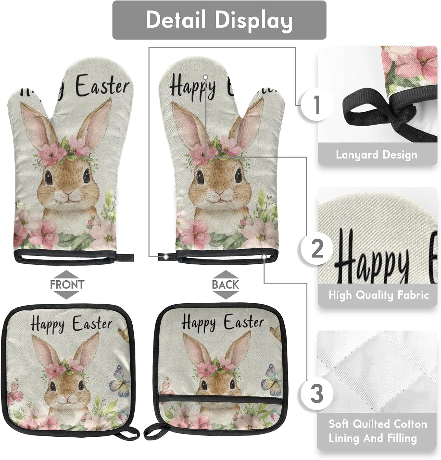 Easter Butterfly Oven Mitts and Pot Holders Set of 2 1