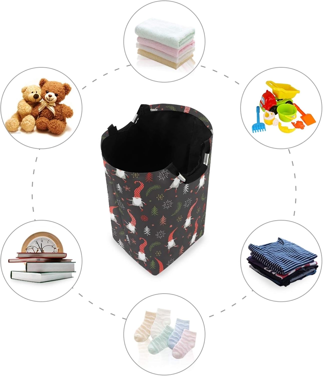 Susiyo Christmas Gnomes Laundry Basket Collapsible Storage for Cleaners and Kids