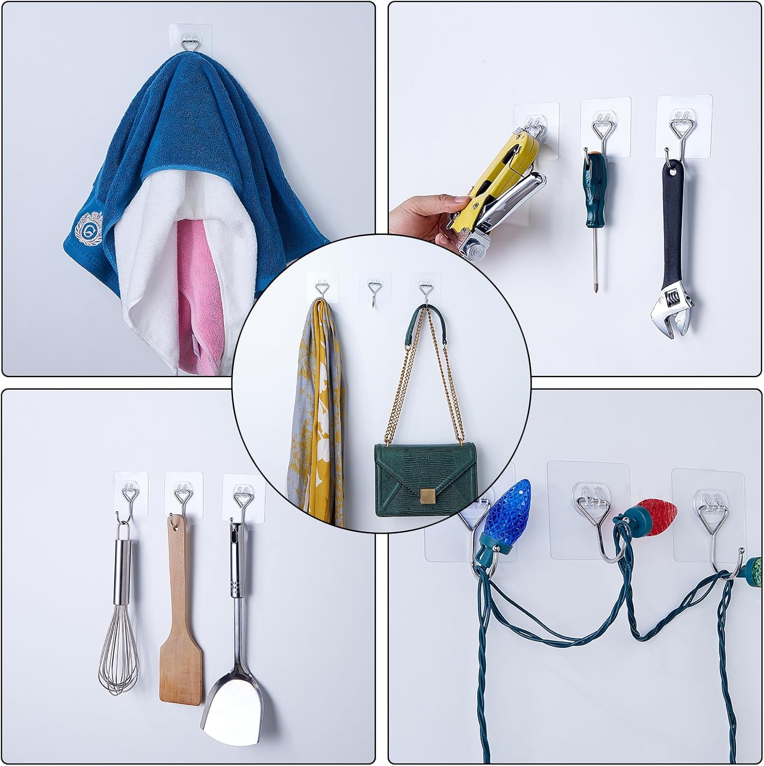 Heavy Duty Adhesive Hooks for Kitchen Bathroom Home