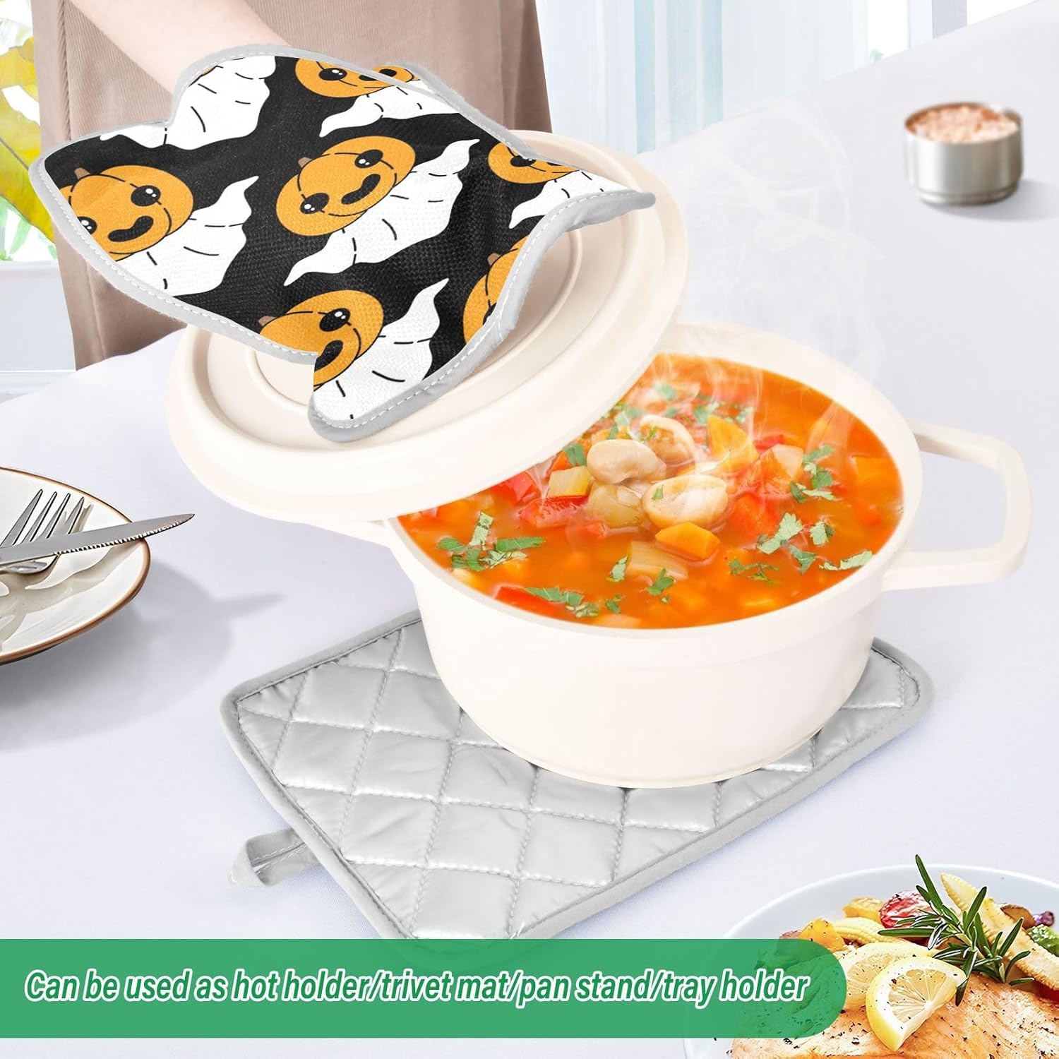 Frighteningly Funny Halloween Spooky Kitchen Potholders Set of 2