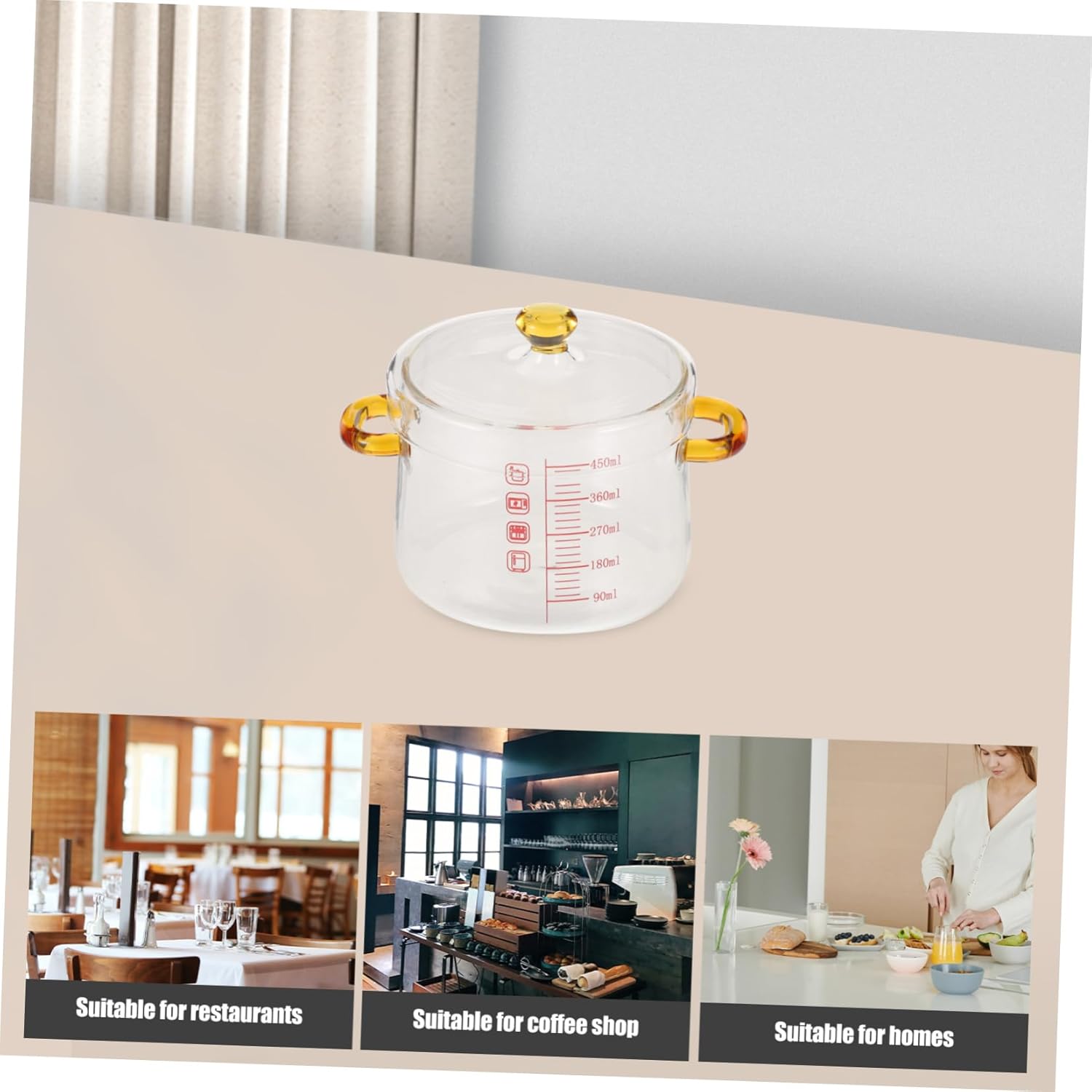 Luxshiny Glass Cooking Pot Steamy Multi-Functional