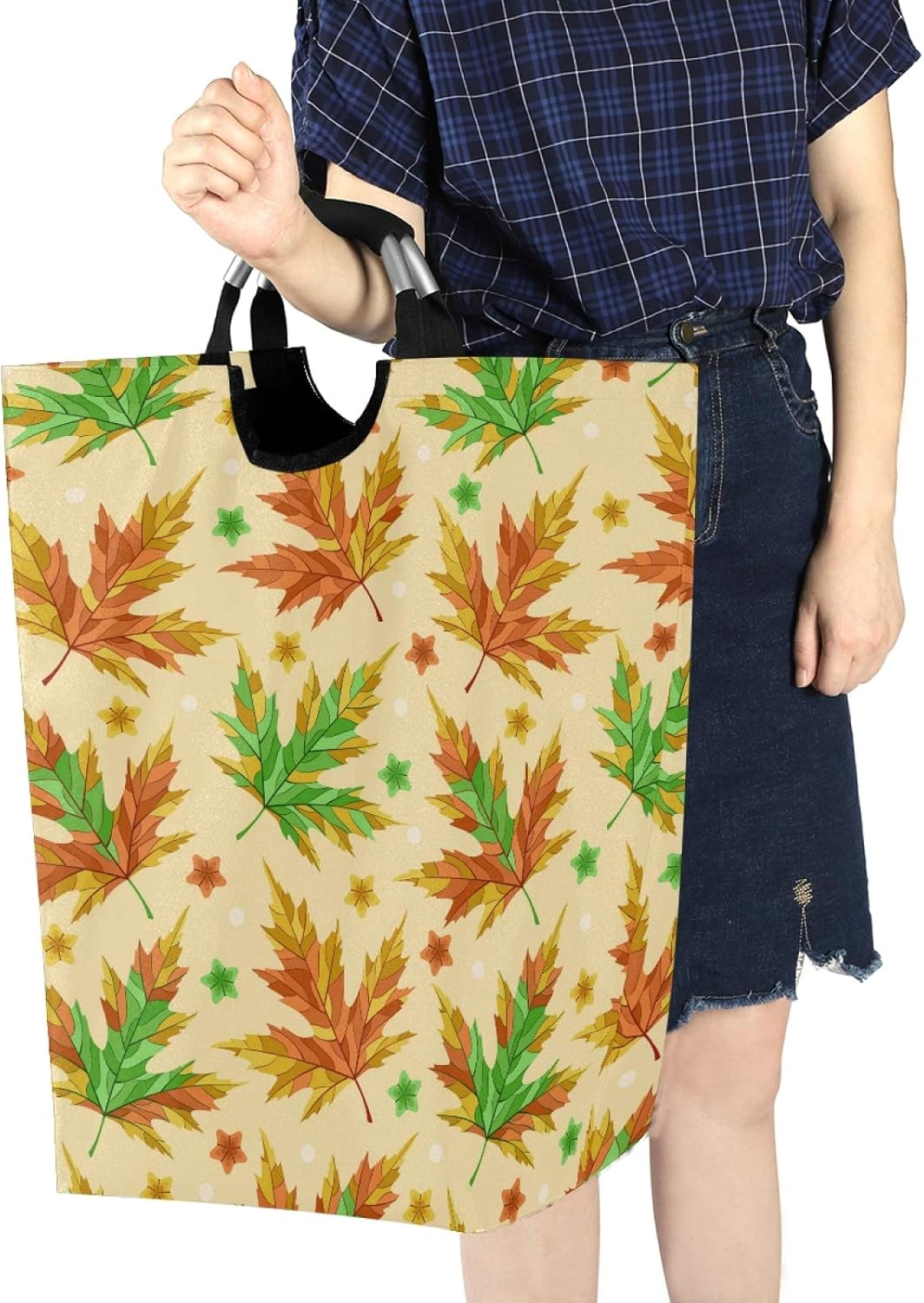Warm foldable Autumn Leaves Laundry Basket for Home Kitchen Storage