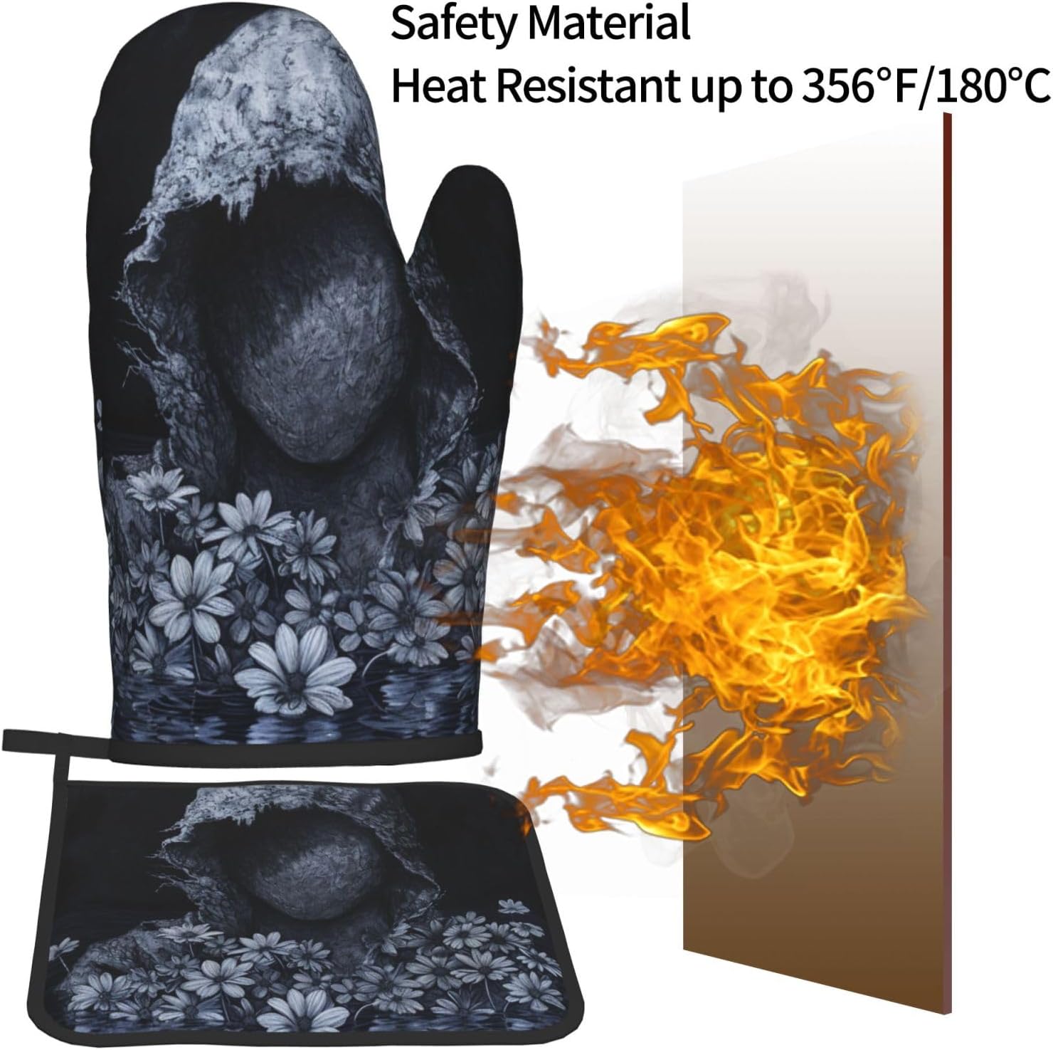 Spooky Ghost Potholders Oven Mitts Set