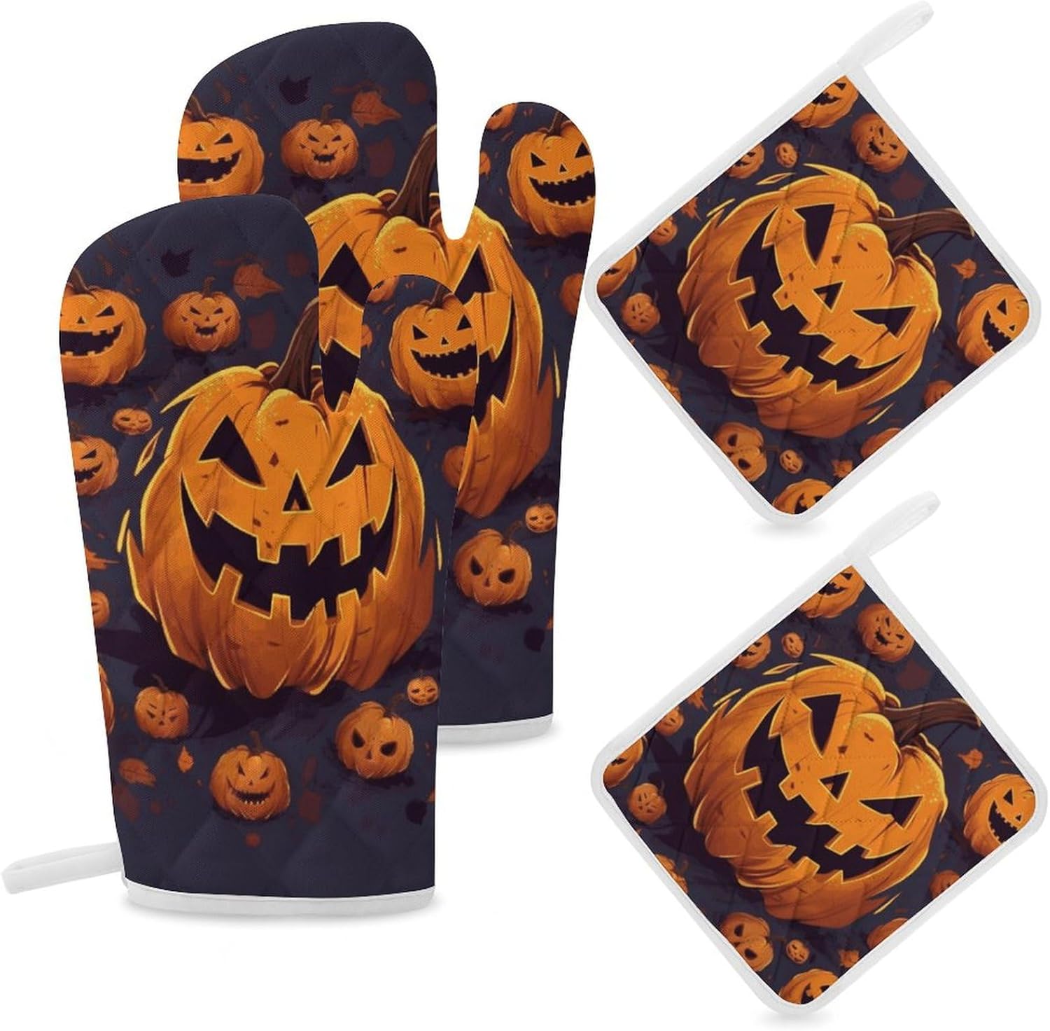 Halloween-Themed Warm Pumpkin Oven Mitts