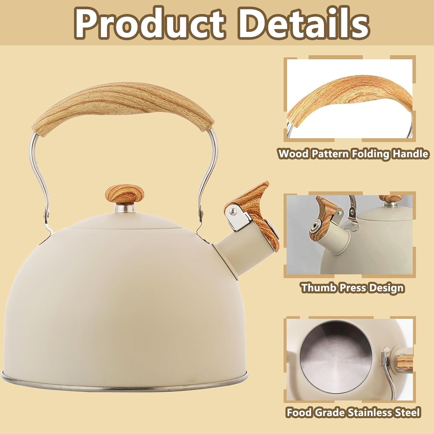 26 Quart Whistling Tea Kettle with Ergonomic Handle - Effortless Tea Brewing Experience