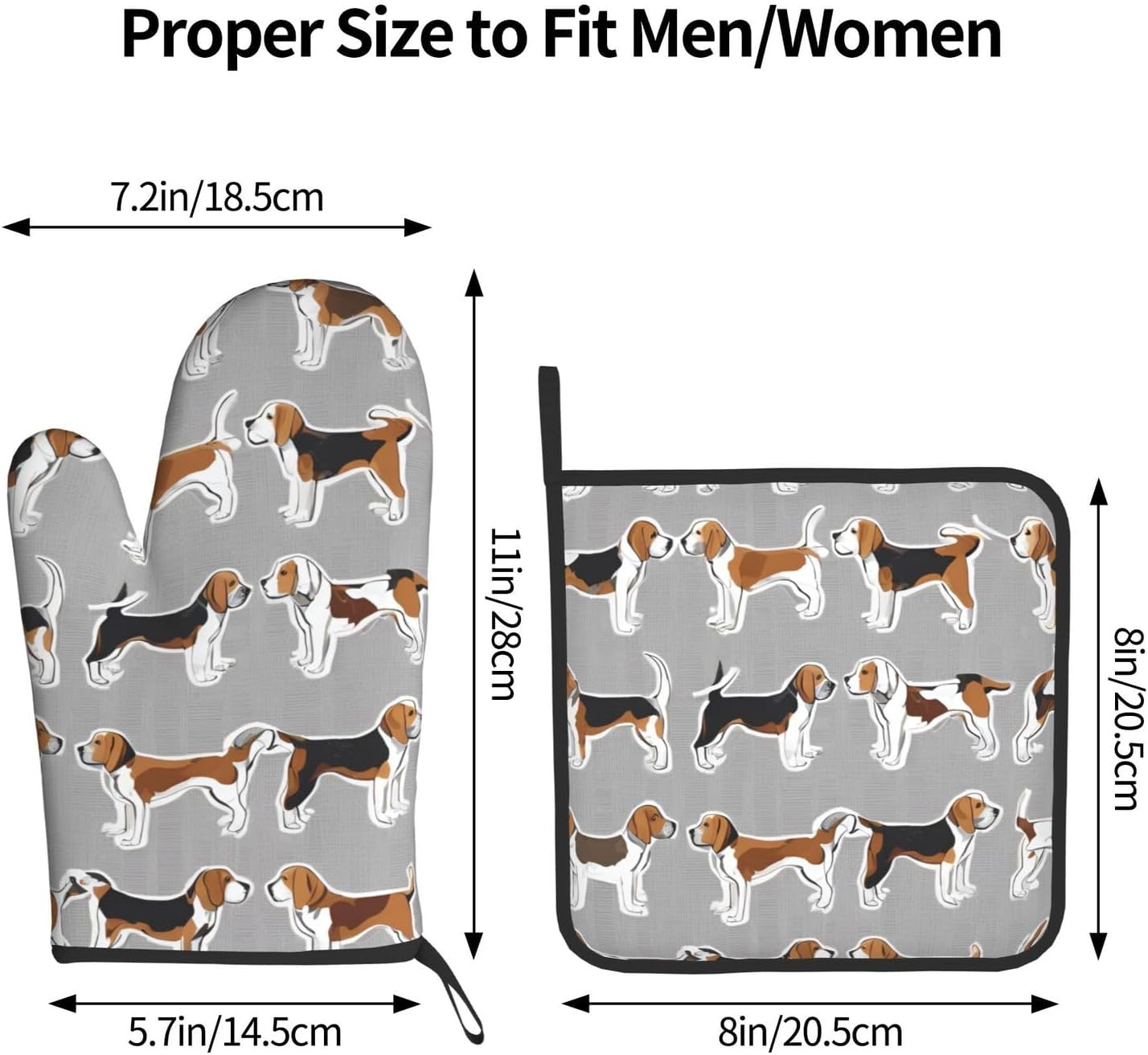 Quopvn Beagle Patterns Printed Oven Mitt Set 2-Piece