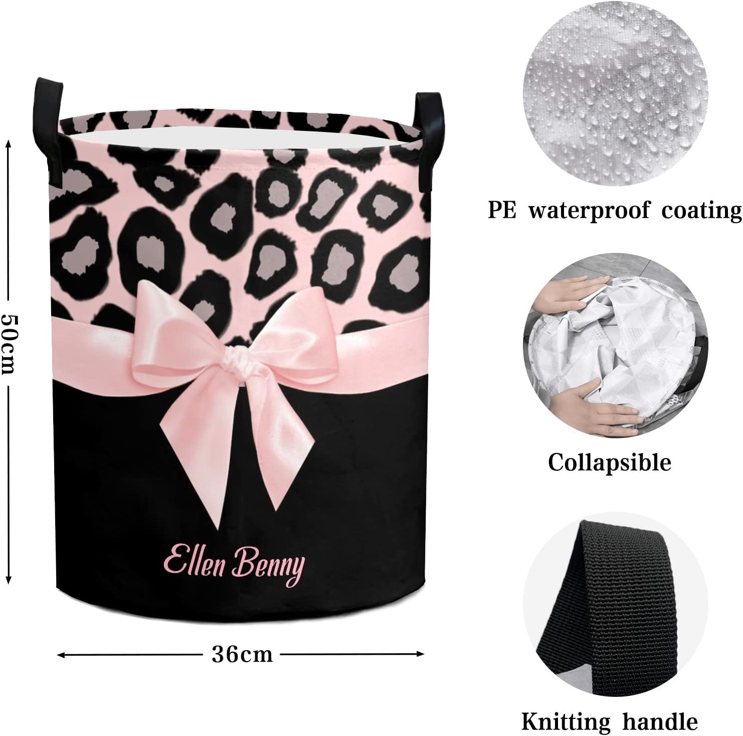 Personalized Leopard Pattern Laundry Basket