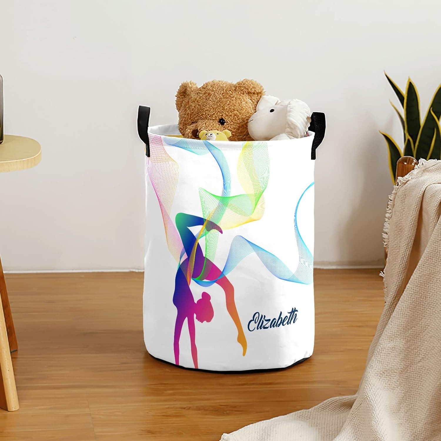 NZOOHY Rhytmic Gymnastics Water Resistant Foldable Laundry Basket Bag