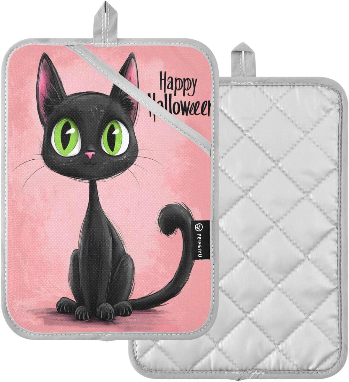 Halloween Cute Black Cat Pot Holders 2 Pcs