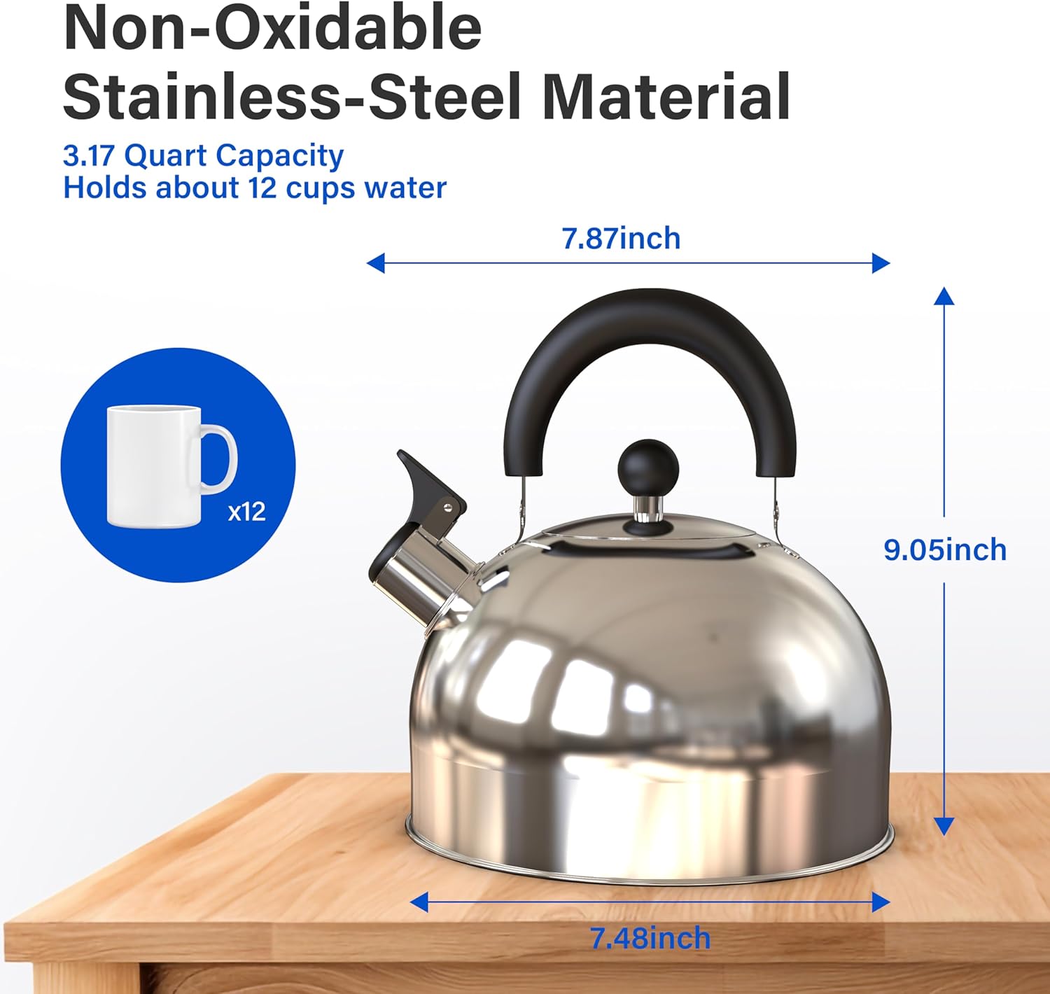 YSSOA Whistling Stainless Steel Tea Kettle