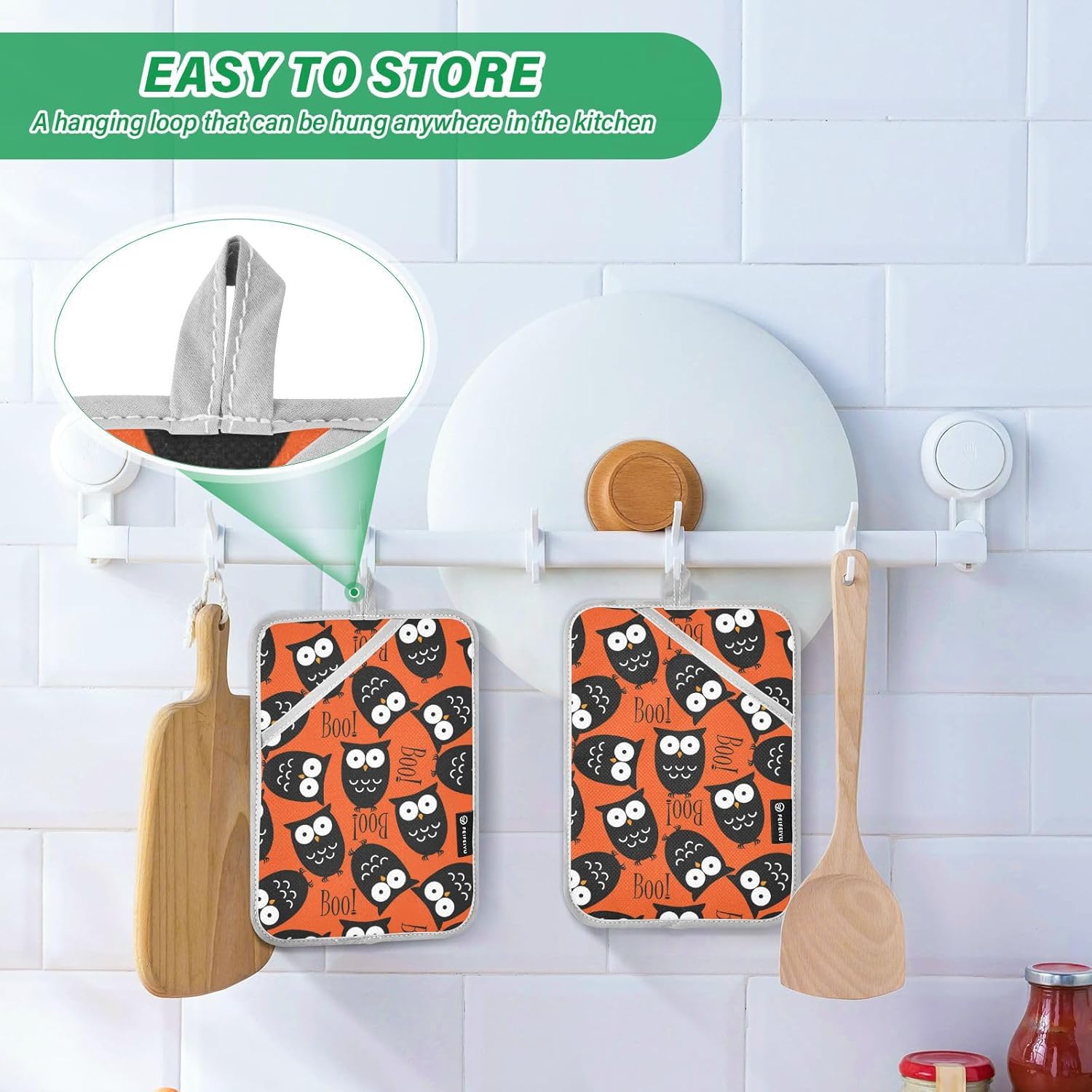 Carving out your Halloween spirit with OURVII 2-Piece Owl Potholders