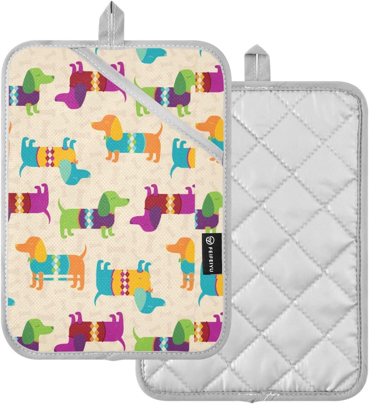 Colorful Dog Potholder Set for Kitchen Safety
