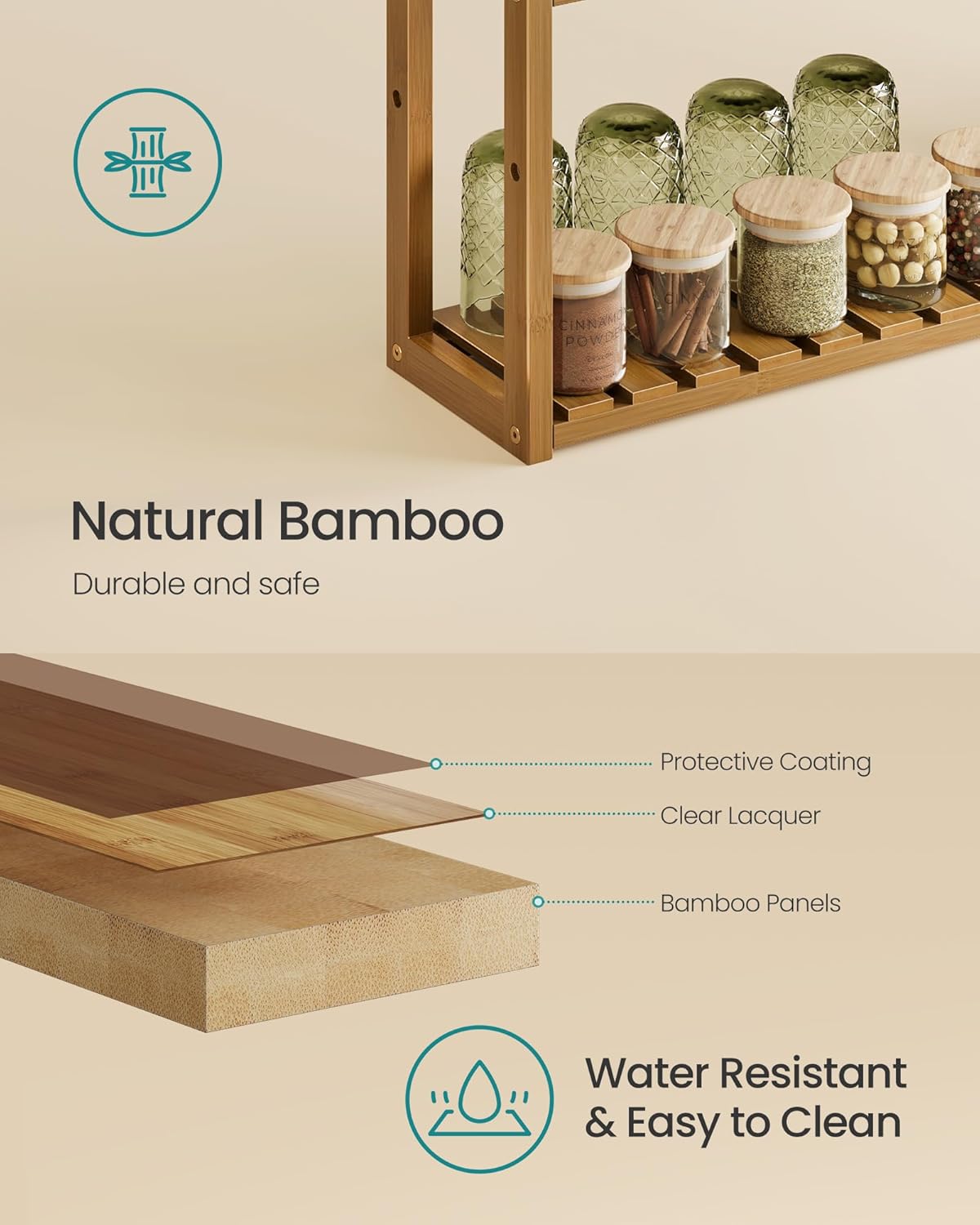 Sturdy Bamboo Storage Shelf for Home