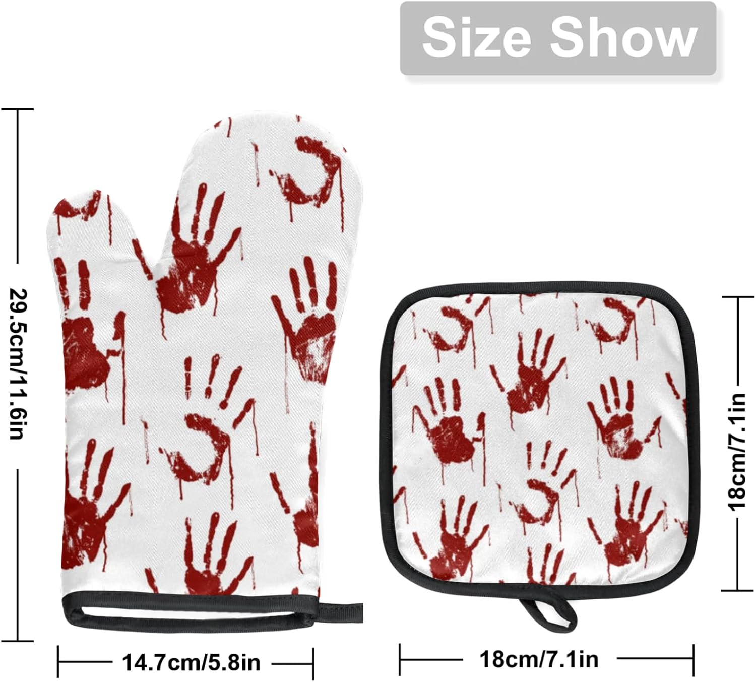 Halloween Red Handprints Oven Mitts Set of 2