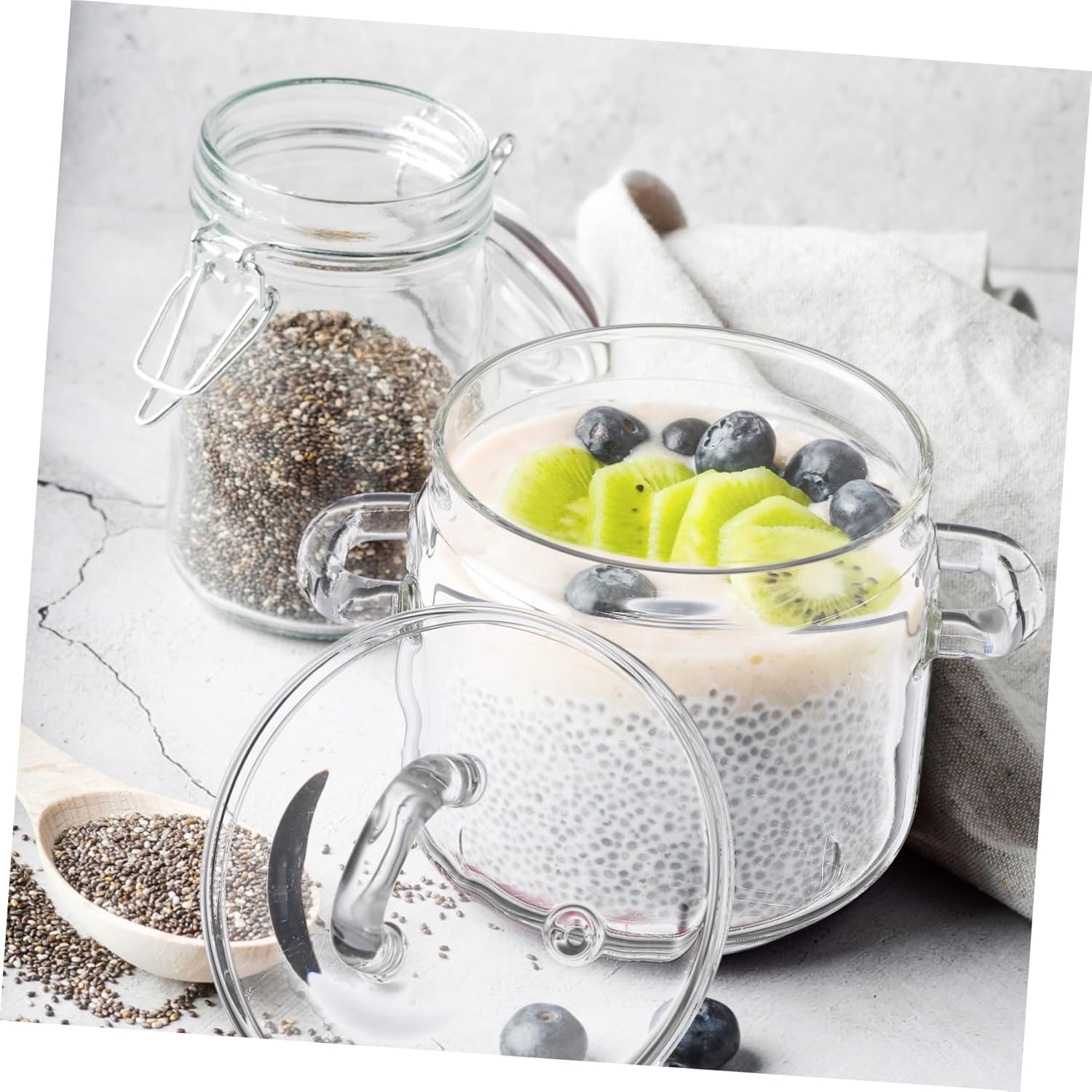 700ml Clear Glass Saucepan with Lid - Perfect for Pasta Noodles and Soups
